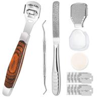 ultimate foot care kit: callus shaver and foot file set with 10pcs blades, dead skin storage cover (15pcs in total) logo