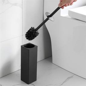 img 1 attached to 🚽 BGL Freestanding Aluminium Toilet Brush: Smart Storage and Organization Solution for a Cleaner Bathroom. Square Design, Sturdy and Space Saving (Black)