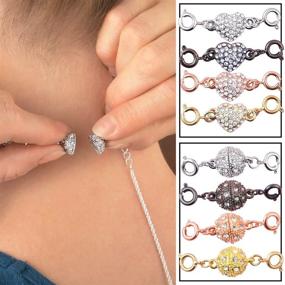 img 2 attached to 4-Piece Magnetic Sparkling Rhinestone Jewelry Clasps Set - Self-Aligning Magnetic Ends for Easy Attachment