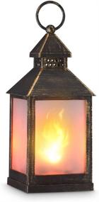 img 4 attached to 🏮 Zkee 11" Vintage Style Decorative Lantern: Golden Brushed Black Flame Effect LED Lantern with 4 Hours Timer - Indoor & Outdoor Hanging Candle Lantern for Elegant Décor