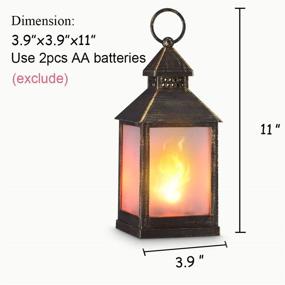 img 2 attached to 🏮 Zkee 11" Vintage Style Decorative Lantern: Golden Brushed Black Flame Effect LED Lantern with 4 Hours Timer - Indoor & Outdoor Hanging Candle Lantern for Elegant Décor