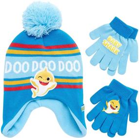 img 4 attached to Nickelodeon Boys' Baby Shark Winter Hat and Two Pairs of Mittens Set (Toddler)