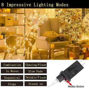 img 2 attached to 🎄 66FT 150 LED Christmas Lights: Waterproof Indoor Outdoor String Lights for Christmas Trees, Patio, Party, Holiday, Wedding, Room Decor - Warm White, 8 Modes Extendable