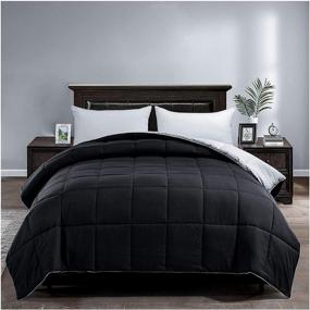 img 3 attached to 🛏️ Satisomnia Lightweight Comforter: Black Queen Summer Comforter for All Seasons - Reversible Down Alternative Queen Duvet Insert - Full/Queen Size (Black/Light Grey, 90x90 Inch)