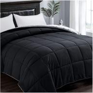 🛏️ satisomnia lightweight comforter: black queen summer comforter for all seasons - reversible down alternative queen duvet insert - full/queen size (black/light grey, 90x90 inch) logo