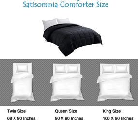 img 2 attached to 🛏️ Satisomnia Lightweight Comforter: Black Queen Summer Comforter for All Seasons - Reversible Down Alternative Queen Duvet Insert - Full/Queen Size (Black/Light Grey, 90x90 Inch)