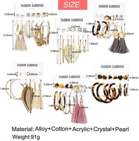 img 1 attached to 💎 Stylish 36-Pair Bohe Earrings Set: Cross Leather Dangle, Acrylic Studs, Hoop Earrings - Perfect Birthday/Valentine's Day Jewelry Gifts for Women and Girls