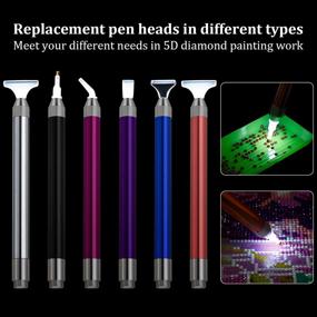 img 1 attached to 💎 6-Piece LED Diamond Painting Drill Pen with Light, Point Drill Pen for 5D Diamond Painting Tool, Including 15 Replacement Pen Heads and 20 Painting Glue Clay for DIY Craft Decoration - Ideal for Nail Art