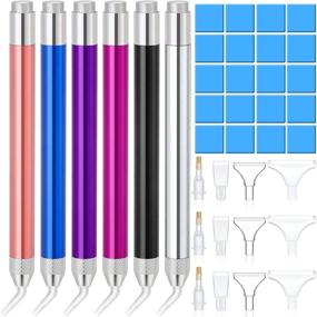 img 4 attached to 💎 6-Piece LED Diamond Painting Drill Pen with Light, Point Drill Pen for 5D Diamond Painting Tool, Including 15 Replacement Pen Heads and 20 Painting Glue Clay for DIY Craft Decoration - Ideal for Nail Art