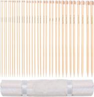 🧶 curtzy bamboo knitting needle set - 16 pairs of wooden straight knitting needles - storage case included - single pointed sizes 2mm - 12mm - 34cm/13.5 inches - suitable for all skill levels, from beginners to experts logo