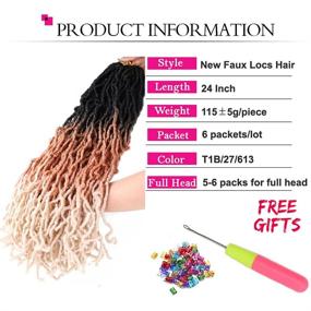 img 3 attached to 🌟 Premium 24 Inch Faux Locs Crochet Hair: Stunning 3-Tone Ombre Nu Soft Locs for Effortless Goddess Style! 6 Packs of Pre-Looped Crochet Braids African Roots - Natural Pre-Twisted Hair Extensions (24 Inch, T1B/27/613)