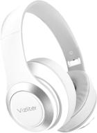 🎧 vizliter bluetooth headphones: tws deep bass wireless 5.0 with mic, led lights - white grey logo