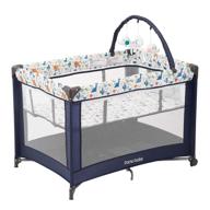 convenient and durable pamo babe portable playard with mattress and toy bar (blue) - fun soft toys included! logo