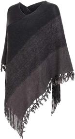 img 3 attached to Striped Tassels Knitted Fringed Pullover Women's Accessories in Scarves & Wraps