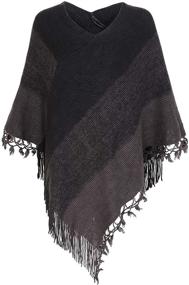 img 4 attached to Striped Tassels Knitted Fringed Pullover Women's Accessories in Scarves & Wraps