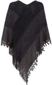 img 2 attached to Striped Tassels Knitted Fringed Pullover Women's Accessories in Scarves & Wraps