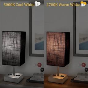 img 3 attached to 🔌 Set of 2 Touch Control Table Lamps - 3-Way Dimmable Bedside Lamps with 2 USB Ports & AC Outlet - Night Light Lamps with Black Fabric Shades for Living Room, Bedroom - Small Table Lamps with 4 Bulbs
