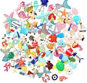 img 3 attached to 🐬 SIX VANKA Miniature Ocean Animals: 100pcs Mermaid Fish Dolphins Glitter Charms for DIY Crafts & Fairy Garden Decor