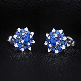 img 2 attached to 💎 Carleen 14k Solid Rose/White Gold 0.38 CTTW Natural Genuine Ruby/Blue Sapphire Heart Prong Cluster Flower Stud Earrings - Fine Jewelry Gifts for Women/Girls