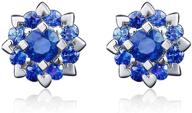 💎 carleen 14k solid rose/white gold 0.38 cttw natural genuine ruby/blue sapphire heart prong cluster flower stud earrings - fine jewelry gifts for women/girls logo