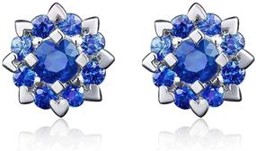 img 4 attached to 💎 Carleen 14k Solid Rose/White Gold 0.38 CTTW Natural Genuine Ruby/Blue Sapphire Heart Prong Cluster Flower Stud Earrings - Fine Jewelry Gifts for Women/Girls