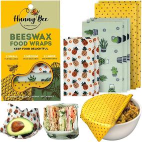 img 4 attached to HUNNYBEEE Beeswax Reusable Food Wraps - (7 packs) Eco-friendly, Organic Wax Wrap for Sustainable Food Storage and Organization, Cheese Bee Wrappers Cling and Wax Paper for Food