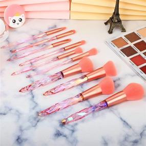 img 1 attached to 💄 Logiverl Makeup Brushes Set - 10 Piece Powder Blush Contour Foundation Eyeshadow Eyeliner Concealer Brush Kit (Pink)