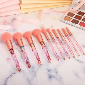 img 2 attached to 💄 Logiverl Makeup Brushes Set - 10 Piece Powder Blush Contour Foundation Eyeshadow Eyeliner Concealer Brush Kit (Pink)