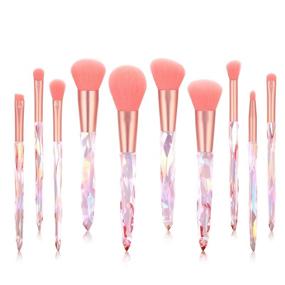 img 4 attached to 💄 Logiverl Makeup Brushes Set - 10 Piece Powder Blush Contour Foundation Eyeshadow Eyeliner Concealer Brush Kit (Pink)