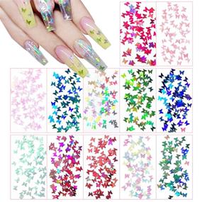 img 2 attached to 24 Colors Butterfly Glitter Nail Sequins - 3D Holographic Nail Art Stickers, UVANKAUP Laser Butterfly Nail Glitter for Acrylic Nails, DIY Crafts & Nail Art Decoration