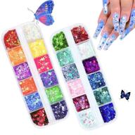 24 colors butterfly glitter nail sequins - 3d holographic nail art stickers, uvankaup laser butterfly nail glitter for acrylic nails, diy crafts & nail art decoration logo