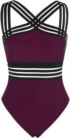 img 2 attached to 👙 Flattering Coastal Rose Women's One Piece Swimsuit: Crisscross Halter & High Waisted Monokini Swimwear