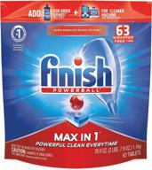 🧼 finish max in 1-63ct dishwasher detergent powerball - wrapper free dishwashing tablets - dish tabs: boost your dishwashing game! logo