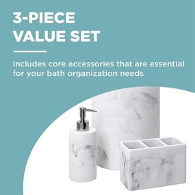 img 3 attached to Zenna Home Grey Corin 3-Piece Bathroom Accessory Set: Marble Vanity Organizer, Soap or Lotion Dispenser, and Waste Basket (E050003062)