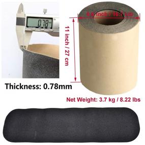 img 2 attached to 🛹 Black Skateboard Grip Tape Sheet - 11" x 60ft - Waterproof, Bubble Free, Scooter Longboard Griptape - Suitable for Stairs, Rollerboard, Gun Pedal, Wheelchair Steps - ZUEXT (27x1828cm)