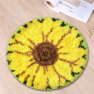 🌻 latch hook kit handcraft cushion diy rug carpet embroidery set crocheting for kids & adults - sunflower design (20x20 inch) logo