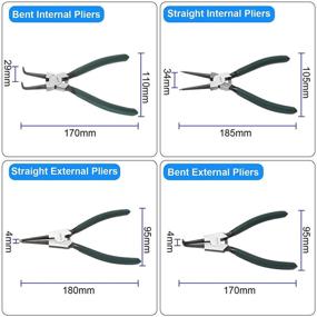 img 1 attached to 🔧 Набор высококачественных пассатижей с защелкой диаметром 7 дюймов - 4 штуки: набор пассатижей для внутренней и внешней монтажной обоймы, набор прямых и изогнутых зубцов, точные пружинные пассатижи для эффективного удаления обойцы.