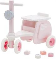 🚼 wooden baby walker ride-on balance bikes in pink, push & pull baby walker toy, foot-to-floor blue motor car with no pedal 4 wheels for 1-year-old toddler boys, perfect first birthday and new year gift logo