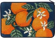 stitch needlepoint cosmetic purse oranges logo