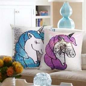 img 2 attached to 🦄 Leegleri Reversible Unicorn Sequins Pillow Case, Ideal Unicorn Gift for Girls - Christmas Couch Sofa Bed Room Décor, Cushion Cover