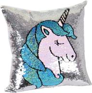 🦄 leegleri reversible unicorn sequins pillow case, ideal unicorn gift for girls - christmas couch sofa bed room décor, cushion cover логотип