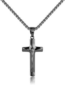 img 4 attached to 🙏 Karseer Crucifix Necklace: Stylish Abstract Jesus Christ Cross Pendant, Catholic Religious Jewelry Gift for Men and Women, 22" Box Chain, Unisex