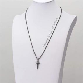 img 2 attached to 🙏 Karseer Crucifix Necklace: Stylish Abstract Jesus Christ Cross Pendant, Catholic Religious Jewelry Gift for Men and Women, 22" Box Chain, Unisex