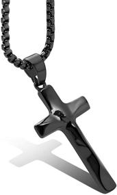 img 3 attached to 🙏 Karseer Crucifix Necklace: Stylish Abstract Jesus Christ Cross Pendant, Catholic Religious Jewelry Gift for Men and Women, 22" Box Chain, Unisex