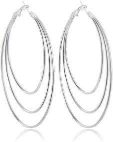 img 1 attached to 👩 Stylish Cereza Big Hoop Earrings: Durable Stainless Steel Round Hoops for Women and Girls