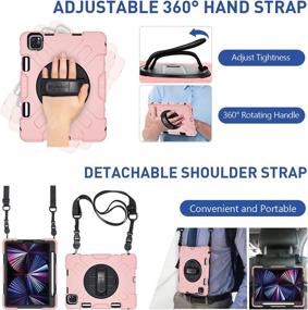 img 2 attached to 📱 GROLEOA iPad Pro 11 Case 2021: Shockproof Full-Body Protective Cover for iPad Pro 11-inch 3rd Gen - Military Grade - Pencil Holder - Stand - Hand/Shoulder Strap - Pink