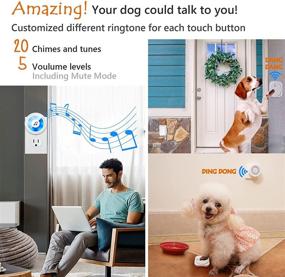 img 3 attached to HYCTOPSON Dog Doorbells: Customized Tunes, Wireless LED Flash, 5 Volume Levels, 20 Tones for Potty Training Puppies