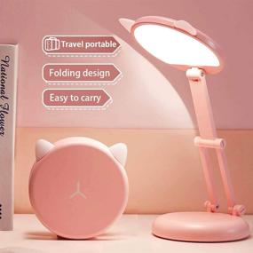 img 2 attached to 🌸 Mubarek LED Настольная лампа: компактный и очаровательный розовый свет с функцией USB-зарядки, складным дизайном и регулировкой яркости для детей, чтения и использования на ночном столике.