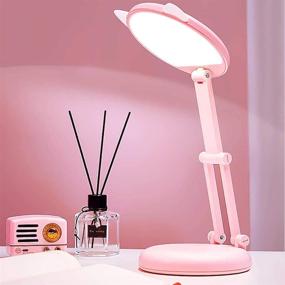 img 4 attached to 🌸 Mubarek LED Настольная лампа: компактный и очаровательный розовый свет с функцией USB-зарядки, складным дизайном и регулировкой яркости для детей, чтения и использования на ночном столике.
