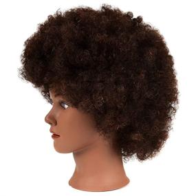 img 2 attached to 👨 African Mannequin Head: 100% Human Hair, Curly Style, with Stand - Perfect for Display, Practice, Braiding, Styling, and Training